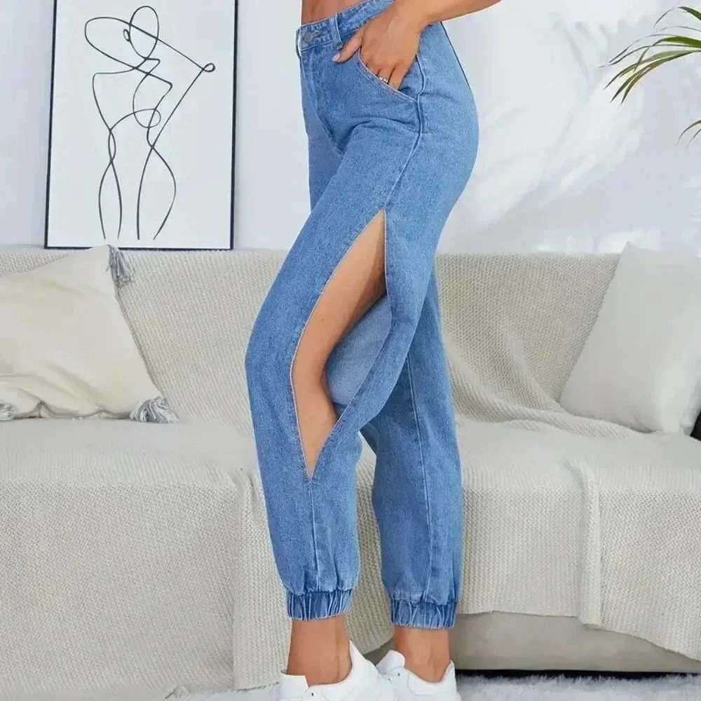 Jeans Cut Outside Denim (Color: Medium Blue)